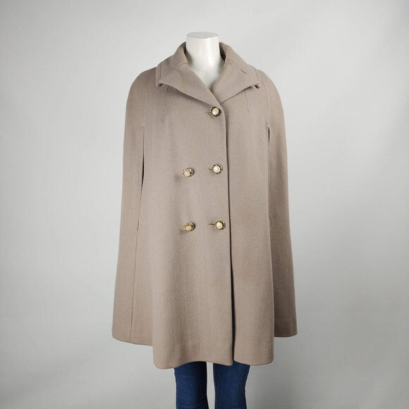 Vintage BMH Fashions Taupe Wool Cape Jacket Onesize - Picture 1 of 10